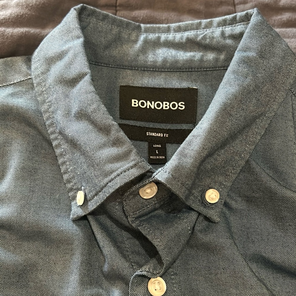 Bonobos standard fit Oxford shirt in blue, size large - long (6”2’+) never worn